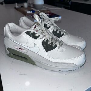 Nike Air Max 90 White and Olive Sneakers